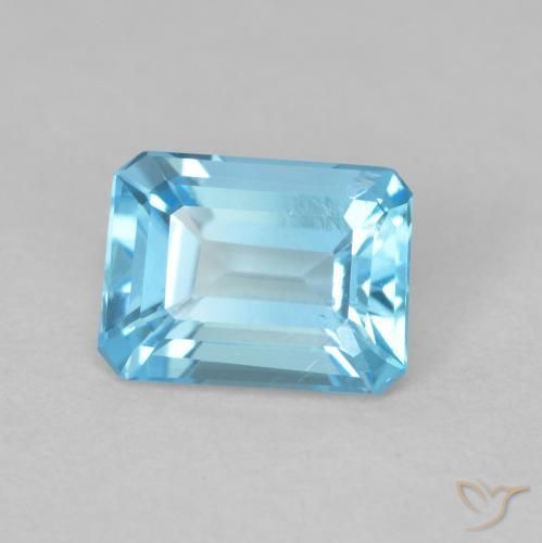 Topaze Bleu Suisse naturelle Octogone / coupe Émeraude, 1.89 ct, VVS-VS