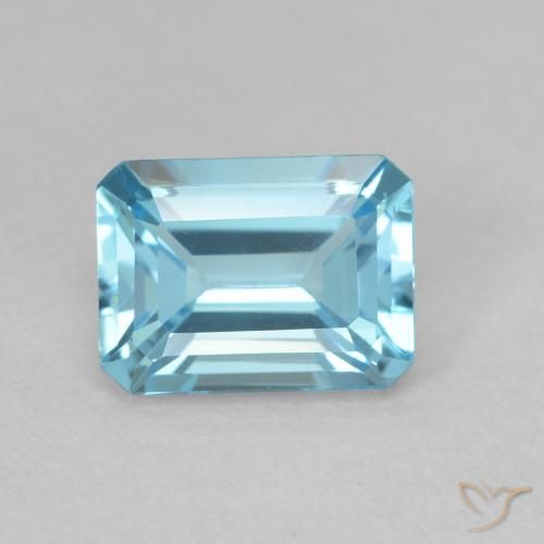 2.02ct Naturel Bleu clair Topaze, Taille émeraude, VVS-VS