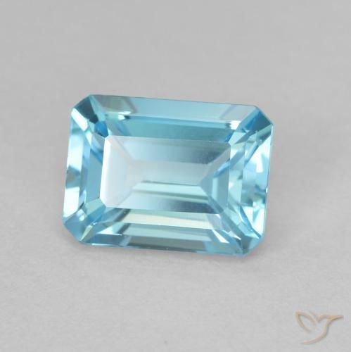 Topaze Bleu clair naturelle Octogone / coupe Émeraude, 2.02 ct, VVS-VS