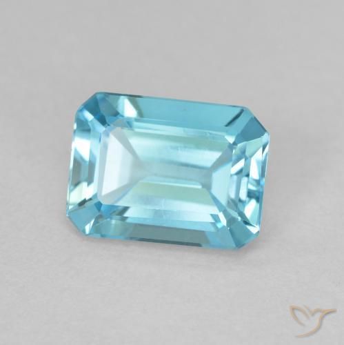 Topaze Bleu clair naturelle Octogone / coupe Émeraude, 1.68 ct, VVS-VS