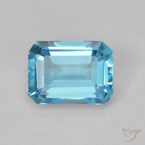 2.00ct Naturel Bleu Suisse Topaze, Taille émeraude, VVS-VS