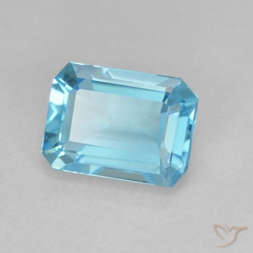 Topaze Bleu Suisse naturelle Octogone / coupe Émeraude, 2.00 ct, VVS-VS