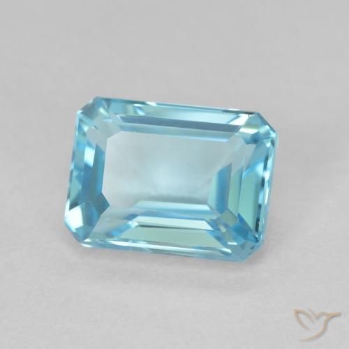 Topaze Bleu clair naturelle Octogone / coupe Émeraude, 2.08 ct, VVS-VS