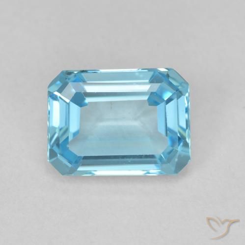 2.00ct Naturel Bleu Suisse Topaze, Taille émeraude, VVS-VS