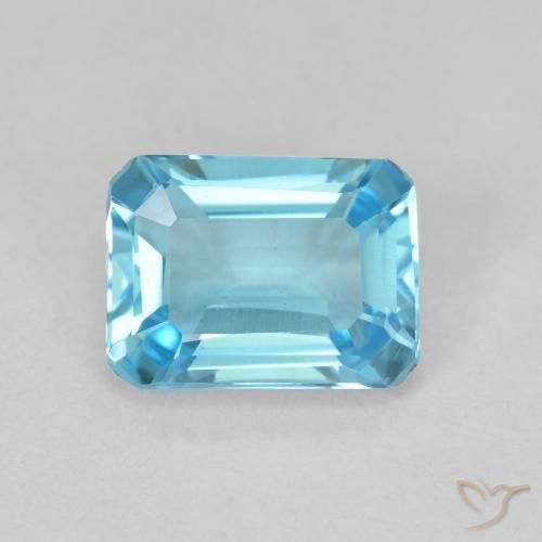 Topaze Bleu ciel léger naturelle Octogone / coupe Émeraude, 1.91 ct, VVS-VS