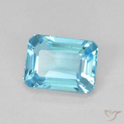 Topaze Bleu ciel léger naturelle Octogone / coupe Émeraude, 1.91 ct, VVS-VS