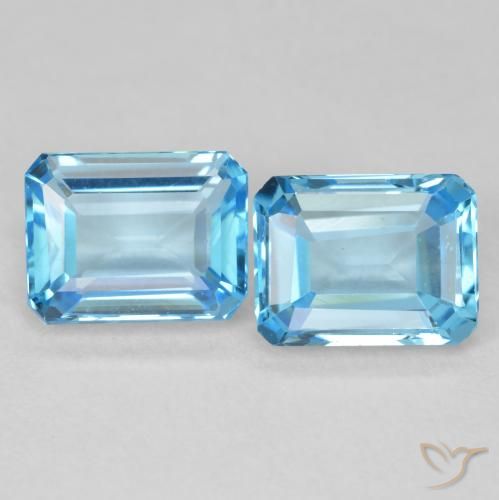 4.00ctw Naturel Bleu Suisse Topaze, Taille émeraude, VVS