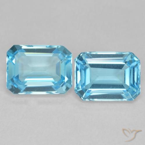 4.05ctw Naturel Bleu Suisse Topaze, Taille émeraude, VVS
