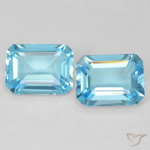 3.66ctw Naturel Bleu Suisse Topaze, Taille émeraude, VVS