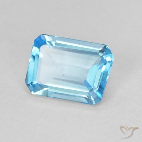Topaze Bleu Suisse naturelle Octogone / coupe Émeraude, 1.62 ct, VVS