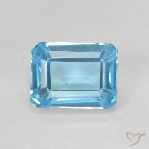 2.23ct Naturel Bleu Suisse Topaze, Taille émeraude, VVS