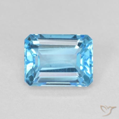 2.18ct Naturel Bleu Suisse Topaze, Taille émeraude, VVS