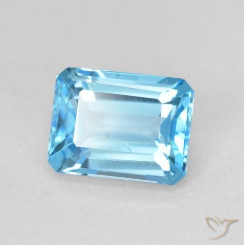 Topaze Bleu Suisse naturelle Octogone / coupe Émeraude, 2.18 ct, VVS
