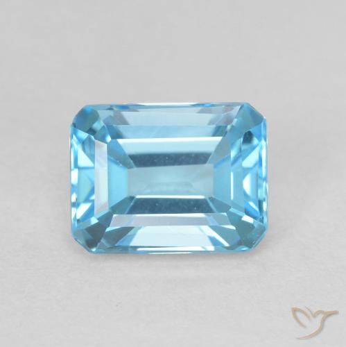 2.20ct Naturel Bleu Suisse Topaze, Taille émeraude, VVS