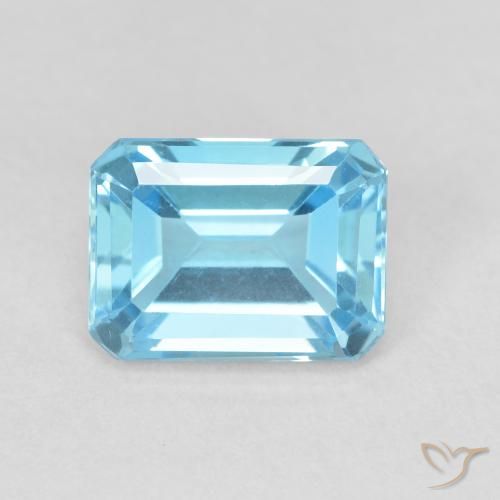 2.17ct Naturel Bleu Suisse Topaze, Taille émeraude, VVS