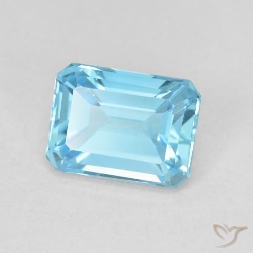 Topaze Bleu Suisse naturelle Octogone / coupe Émeraude, 2.17 ct, VVS