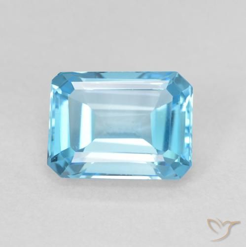 2.06ct Naturel Bleu Suisse Topaze, Taille émeraude, VVS