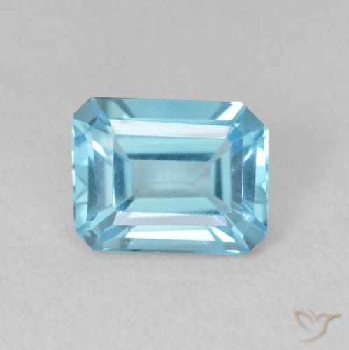 Topaze Bleu Suisse naturelle Octogone / coupe Émeraude, 1.89 ct, VVS