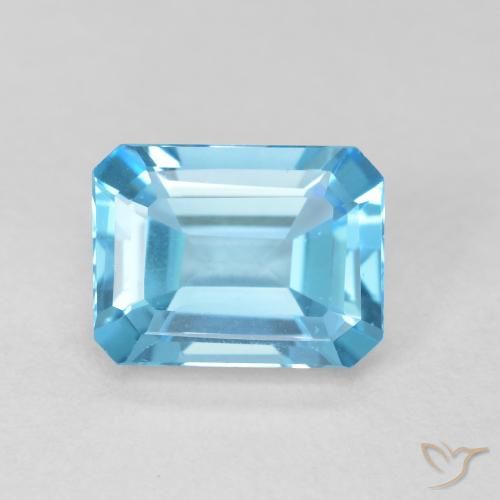 2.01ct Naturel Bleu Suisse Topaze, Taille émeraude, Translucide