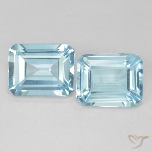 7.33ctw Naturel Bleu ciel Topaze, Taille émeraude, VVS-VS