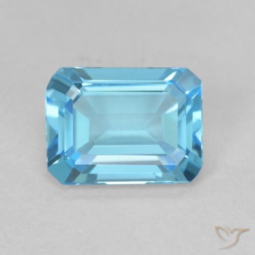 1.74ct Naturel Bleu Suisse Topaze, Taille émeraude, VVS