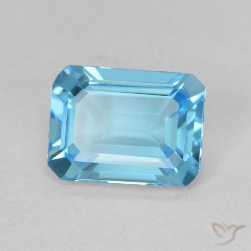 Topaze Bleu Suisse naturelle Octogone / coupe Émeraude, 1.74 ct, VVS