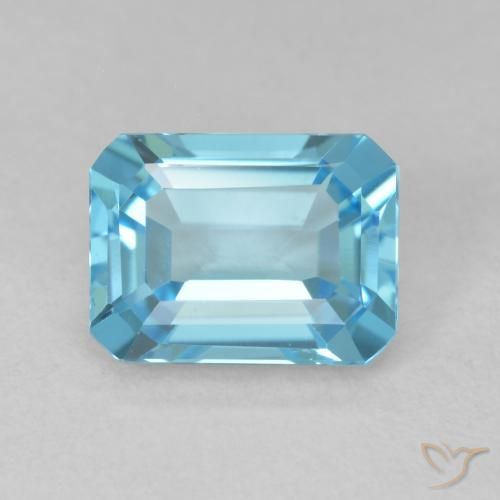 1.93ct Naturel Bleu Suisse Topaze, Taille émeraude, VVS