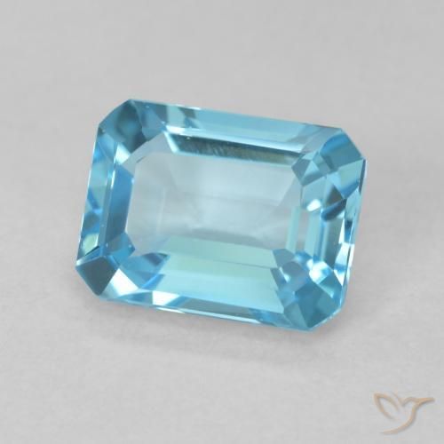 Topaze Bleu Suisse naturelle Octogone / coupe Émeraude, 1.93 ct, VVS