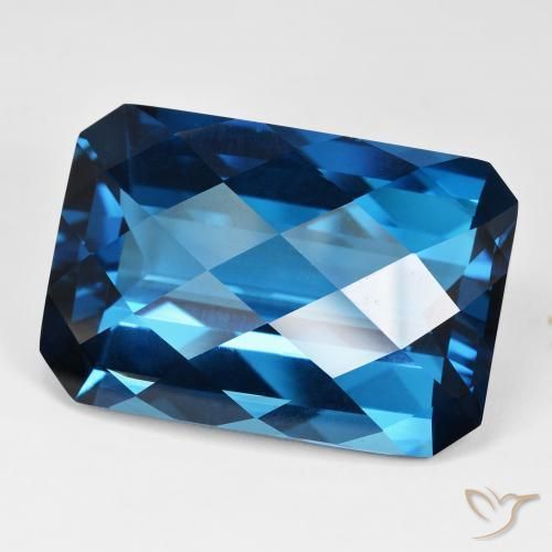 Topaze Bleu Londres naturelle Octogone / coupe Émeraude, 125.41 ct, VVS