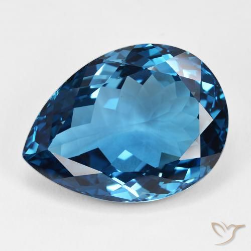 46.46ct Naturel Bleu Londres Topaze, En forme de poire, IF