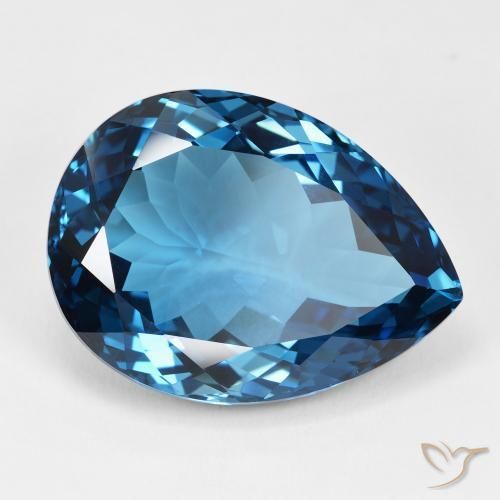 Topaze Bleu Londres naturelle En forme de poire, 46.46 ct, IF