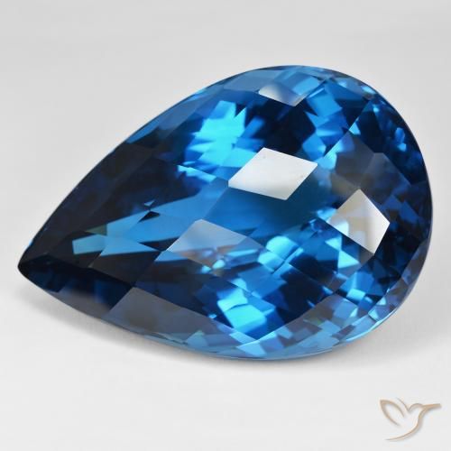 215.16ct Naturel Bleu Londres Topaze, En forme de poire, VVS