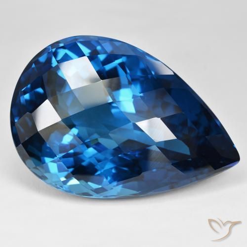 Topaze Bleu Londres naturelle En forme de poire, 215.16 ct, VVS