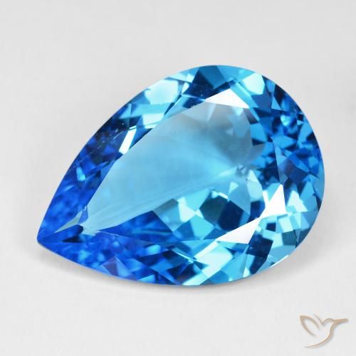 29.39ct Naturel Bleu suisse profond Topaze, En forme de poire, VS