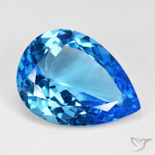 Topaze Bleu suisse profond naturelle En forme de poire, 29.39 ct, VS