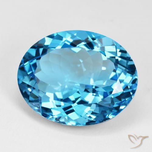 Topaze Bleu Suisse naturelle ovale, 35.58 ct, VVS