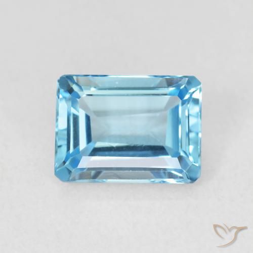 1.88ct Naturel Bleu Suisse Topaze, Taille émeraude, VVS