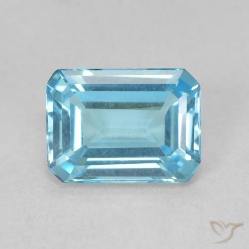 1.90ct Naturel Bleu Suisse Topaze, Taille émeraude, VVS-VS