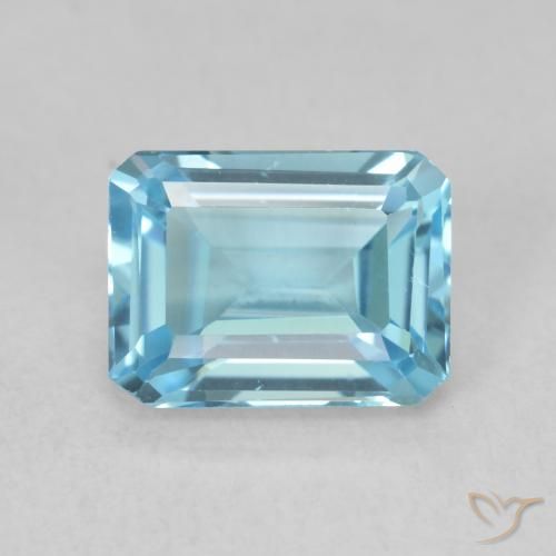 2.07ct Naturel Bleu Suisse Topaze, Taille émeraude, VS