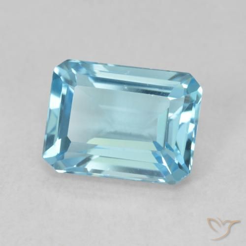 Topaze Bleu Suisse naturelle Octogone / coupe Émeraude, 2.07 ct, VS