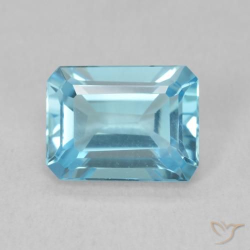 Topaze Bleu Suisse naturelle Octogone / coupe Émeraude, 1.90 ct, VVS