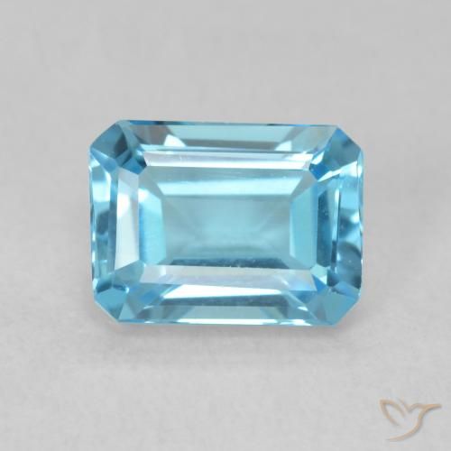 Topaze bleue naturelle taille émeraude, 1,86 ct, VVS