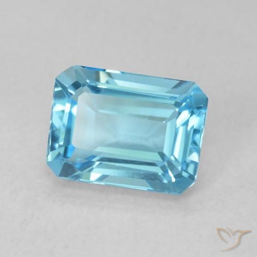 Topaze bleue naturelle taille émeraude, 1,86 ct, VVS