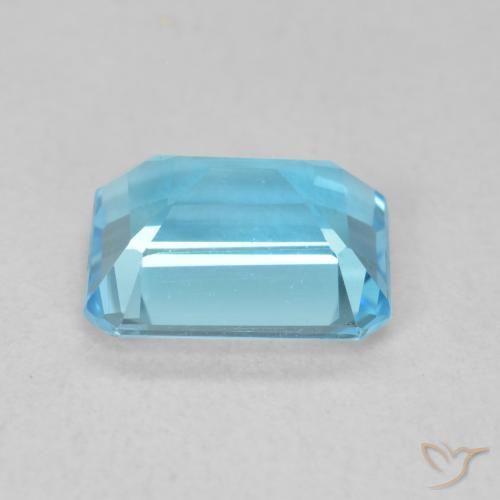 Topaze bleue naturelle taille émeraude, 1,86 ct, VVS