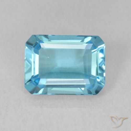 1.89ct Naturel Bleu Suisse Topaze, Taille émeraude, VVS
