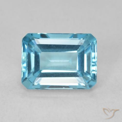 Topaze Bleu Suisse naturelle Octogone / coupe Émeraude, 1.93 ct, VVS