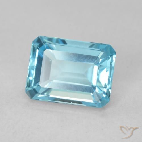 Topaze Bleu Suisse naturelle Octogone / coupe Émeraude, 1.93 ct, VVS