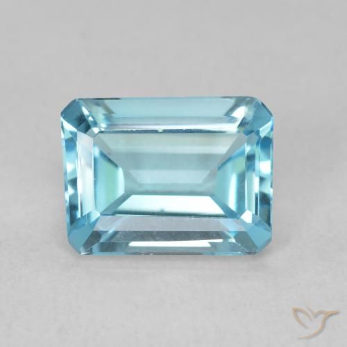 1.83ct Naturel Bleu Suisse Topaze, Taille émeraude, VVS