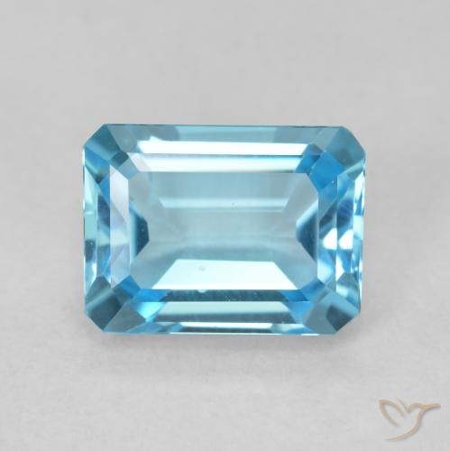 2.04ct Naturel Bleu Suisse Topaze, Taille émeraude, VVS