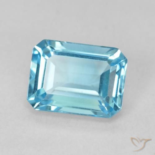 Topaze Bleu Suisse naturelle Octogone / coupe Émeraude, 1.93 ct, VVS-VS